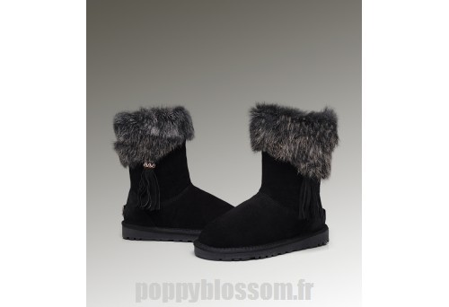 Restez Bottes Ugg-196 court en fourrure de renard noir?